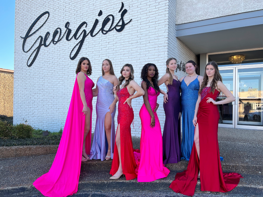 Models wearing a color dresses